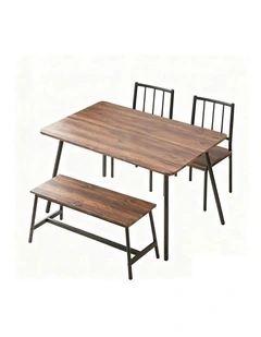 Artiss Dining Table and Chairs Set of 4 Bench Kitchen Furniture Rustic Brown