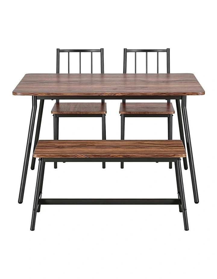 Artiss Dining Table and Chairs Set of 4 Bench Kitchen Furniture Rustic Brown image 5