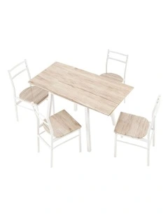 Dining Table and Chairs Set 5pcs in White