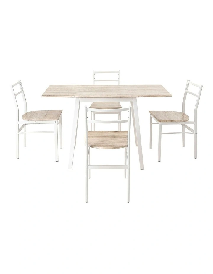 Dining Table and Chairs Set 5pcs in White image 2