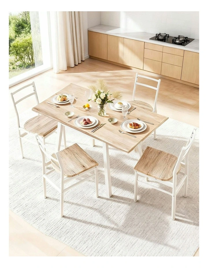 Dining Table and Chairs Set 5pcs in White image 3
