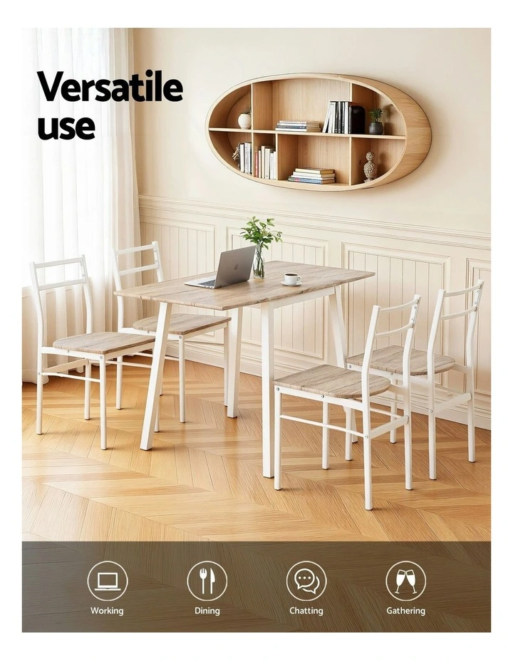 Dining Table and Chairs Set 5pcs in White image 5