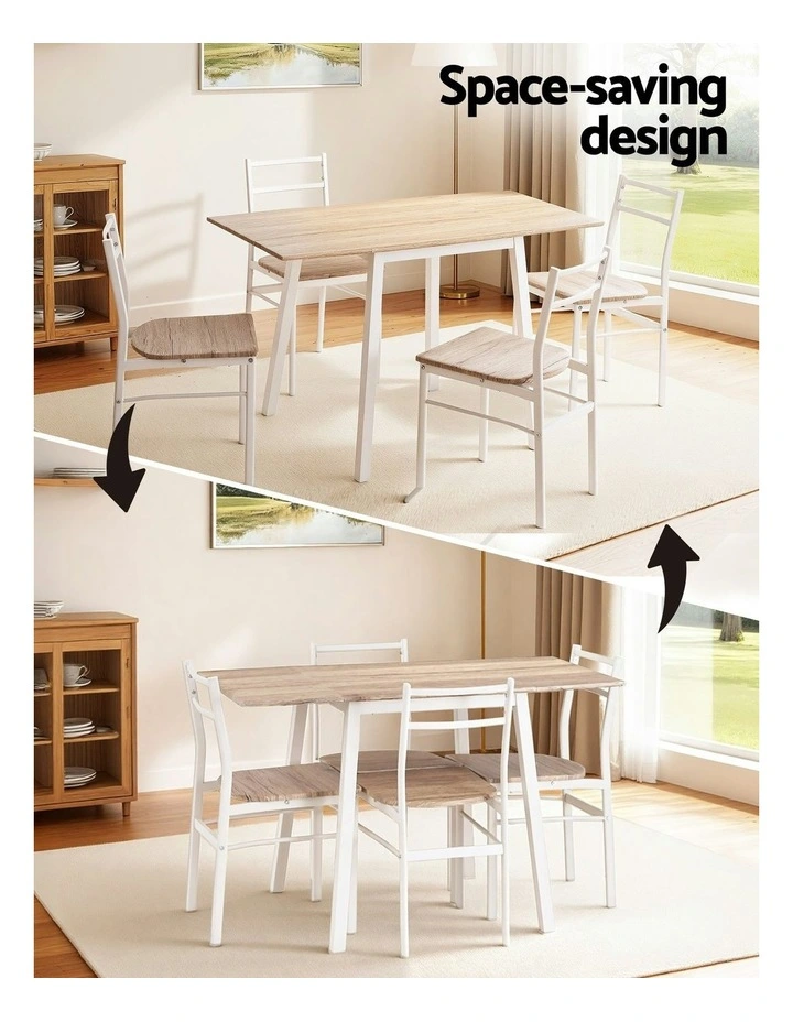 Dining Table and Chairs Set 5pcs in White image 6