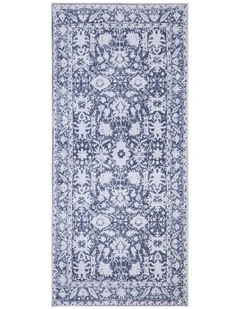 Hallway Runner Rug Soft Velvet Washable Modern Kitchen Mat 80x180cm in Blue