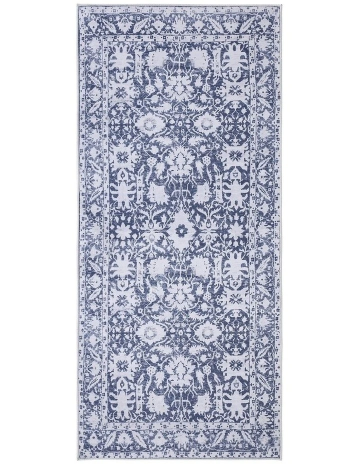 Hallway Runner Rug Soft Velvet Washable Modern Kitchen Mat 80x180cm in Blue image 1