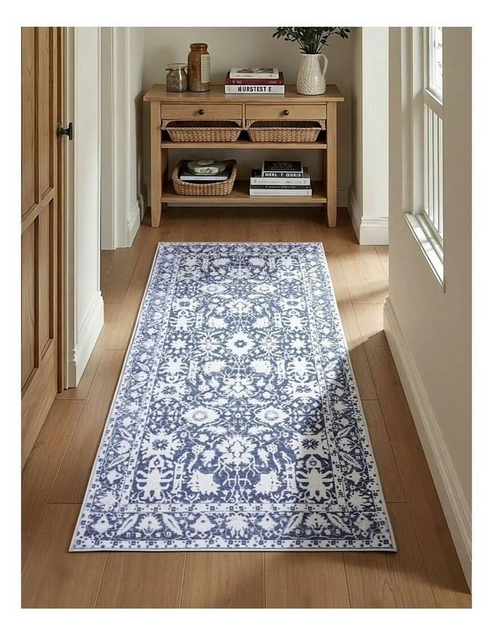 Hallway Runner Rug Soft Velvet Washable Modern Kitchen Mat 80x180cm in Blue image 3