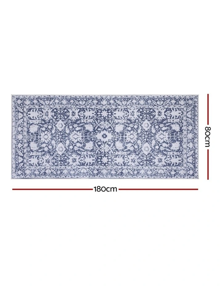 Hallway Runner Rug Soft Velvet Washable Modern Kitchen Mat 80x180cm in Blue image 4