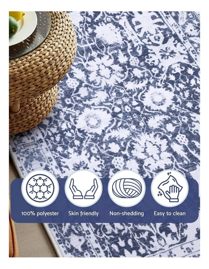 Hallway Runner Rug Soft Velvet Washable Modern Kitchen Mat 80x180cm in Blue image 6