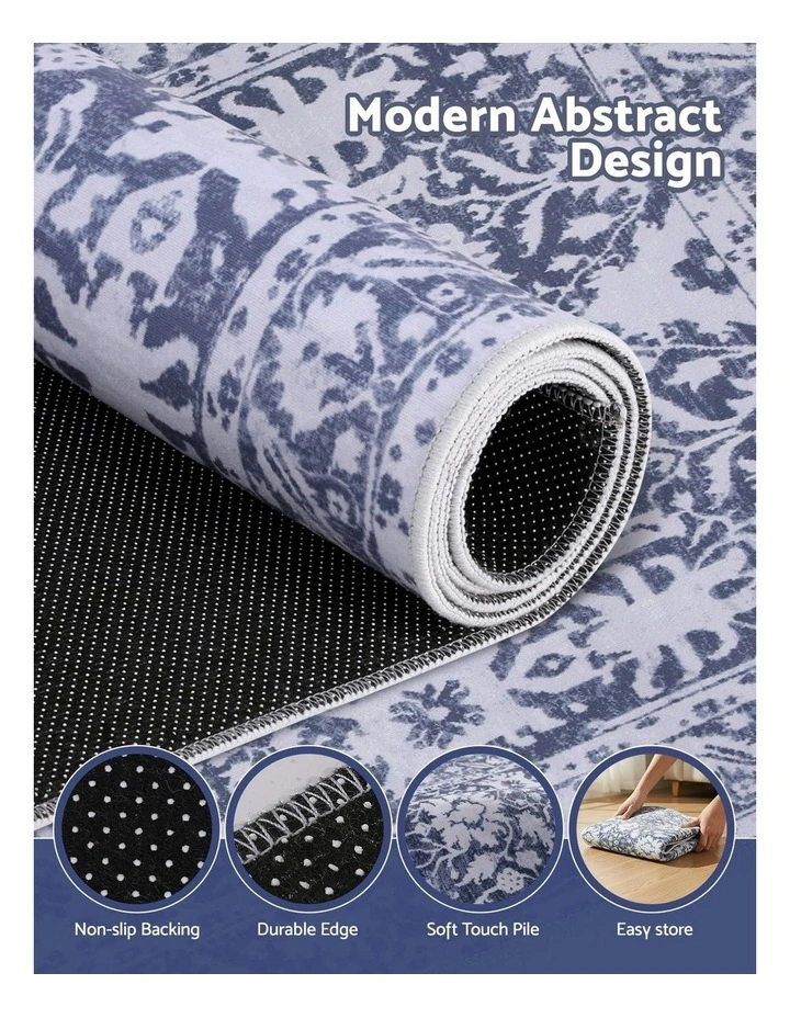 Soft Velvet Washable Modern Area Rug 120x170cm in Multi image 5