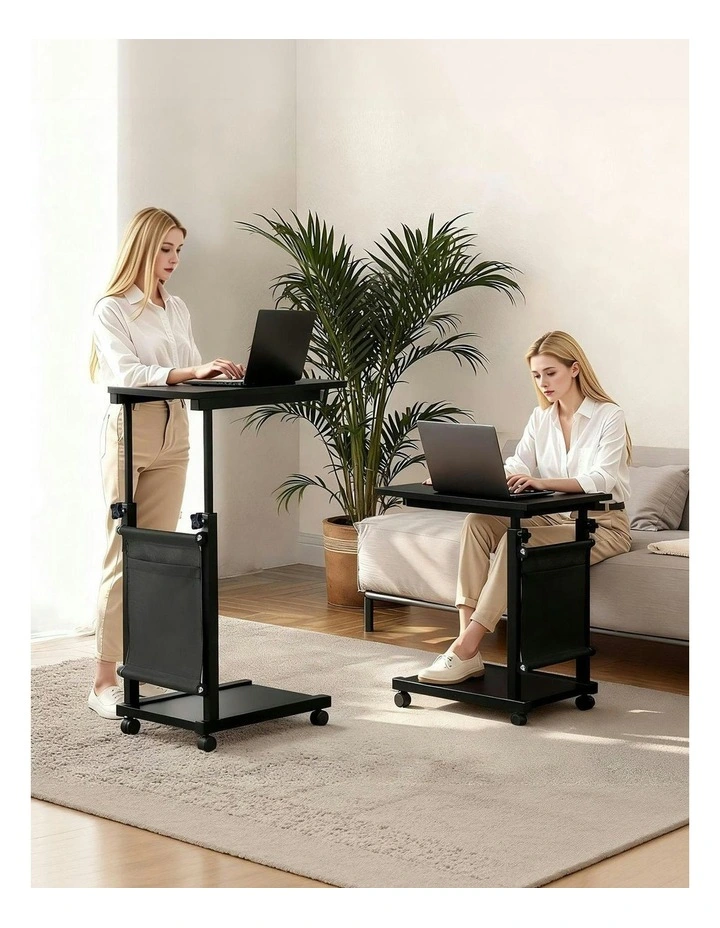 Laptop Desk Height Adjustable Mobile Workstation Computer Desks 48CM in Black image 6