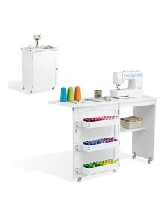 Folding Sewing Table in White