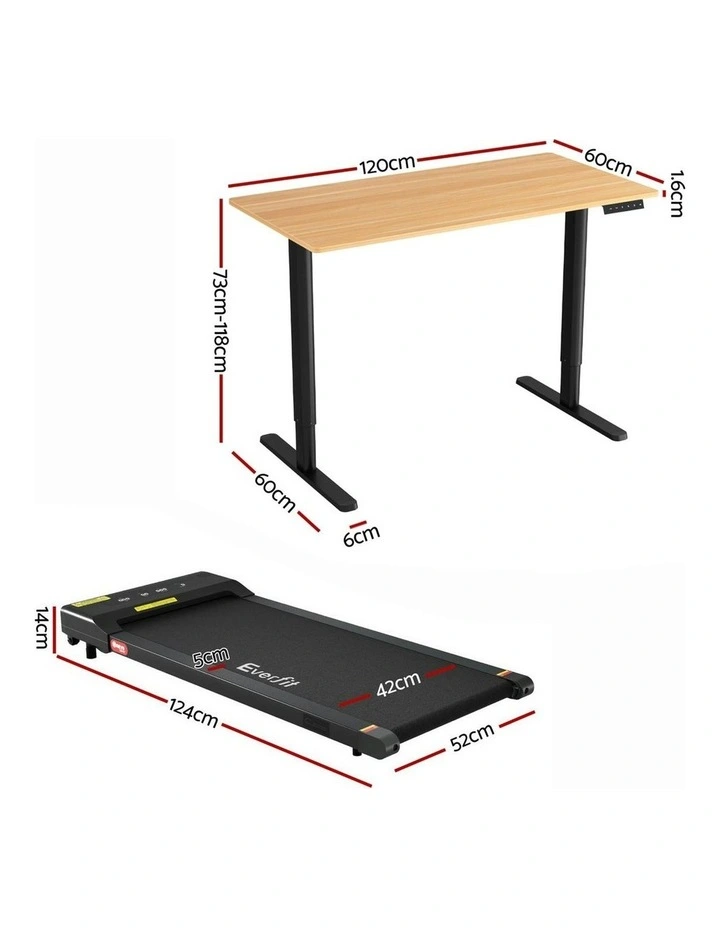 Electric Treadmill With Automatic Standing Desk 120cm in Black image 4