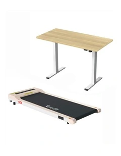 Electric Treadmill With 140cm Automatic Standing Desk Walking Pad 360mm in Beige