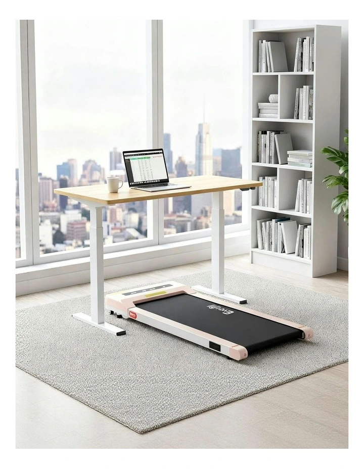 Electric Treadmill With 140cm Automatic Standing Desk Walking Pad 360mm in Beige image 3