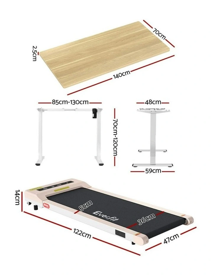 Electric Treadmill With 140cm Automatic Standing Desk Walking Pad 360mm in Beige image 4