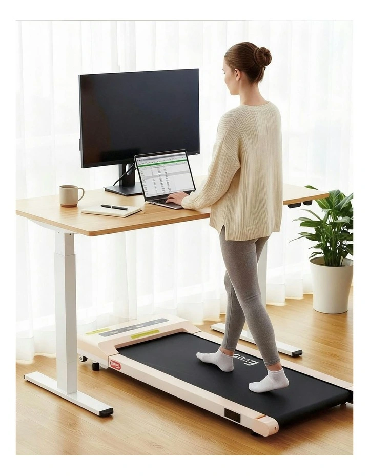 Electric Treadmill With 140cm Automatic Standing Desk Walking Pad 360mm in Beige image 7