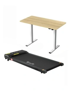 Electric Treadmill With 140cm Automatic Standing Desk Walking Pad 400mm in oak