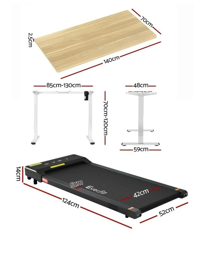 Electric Treadmill With 140cm Automatic Standing Desk Walking Pad 400mm in oak image 4