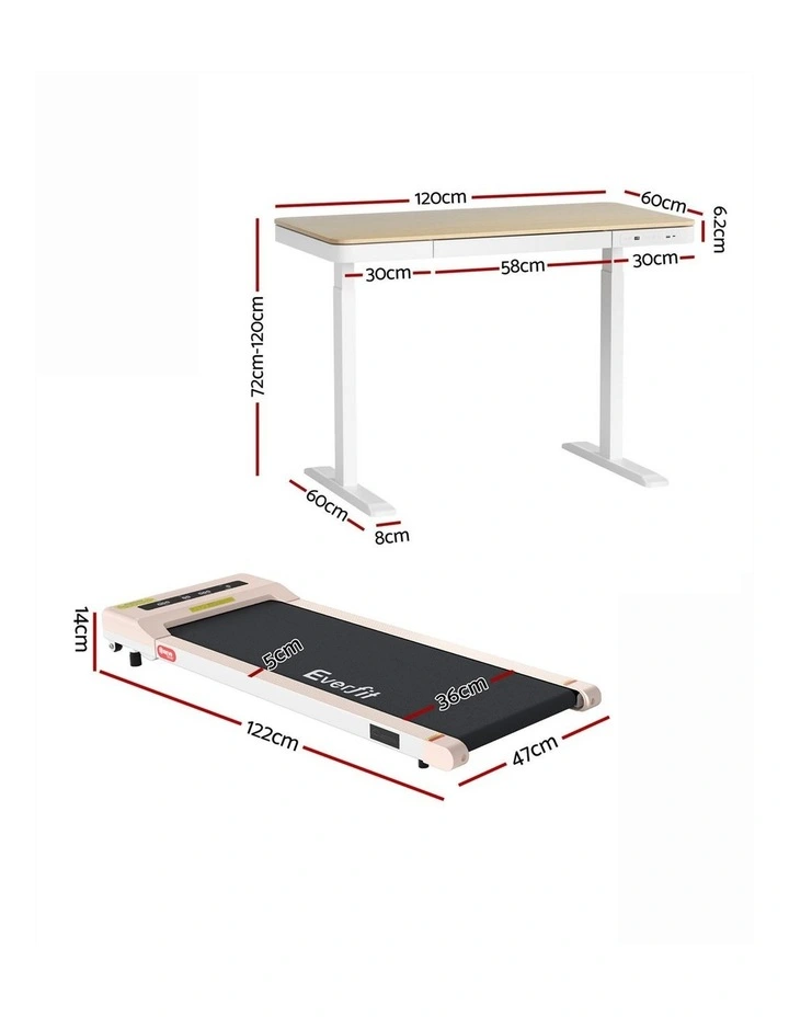 Electric Treadmill With 120cm Automatic Standing Desk Walking Pad 360mm in Oak image 4
