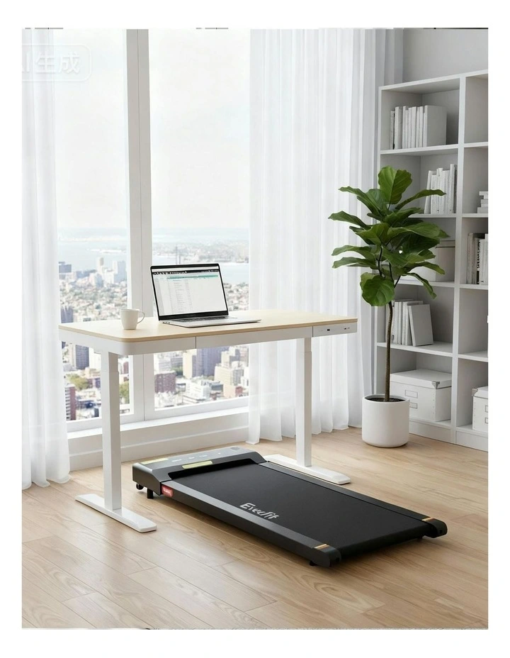 Electric Treadmill With 120cm Automatic Standing Desk Walking Pad 400mm in White/Oak image 3