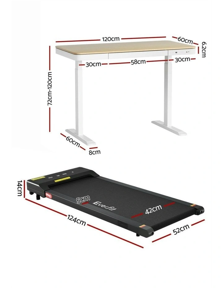 Electric Treadmill With 120cm Automatic Standing Desk Walking Pad 400mm in White/Oak image 4