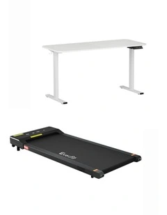 Electric Treadmill With 140cm Automatic Standing Desk Walking Pad 400mm in White