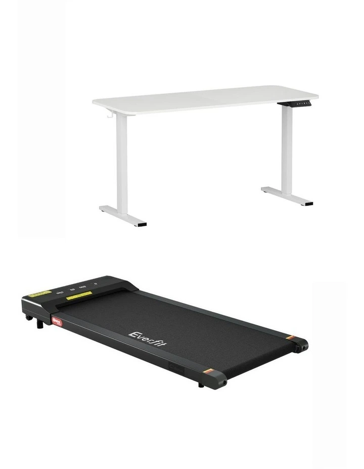 Electric Treadmill With 140cm Automatic Standing Desk Walking Pad 400mm in White image 1