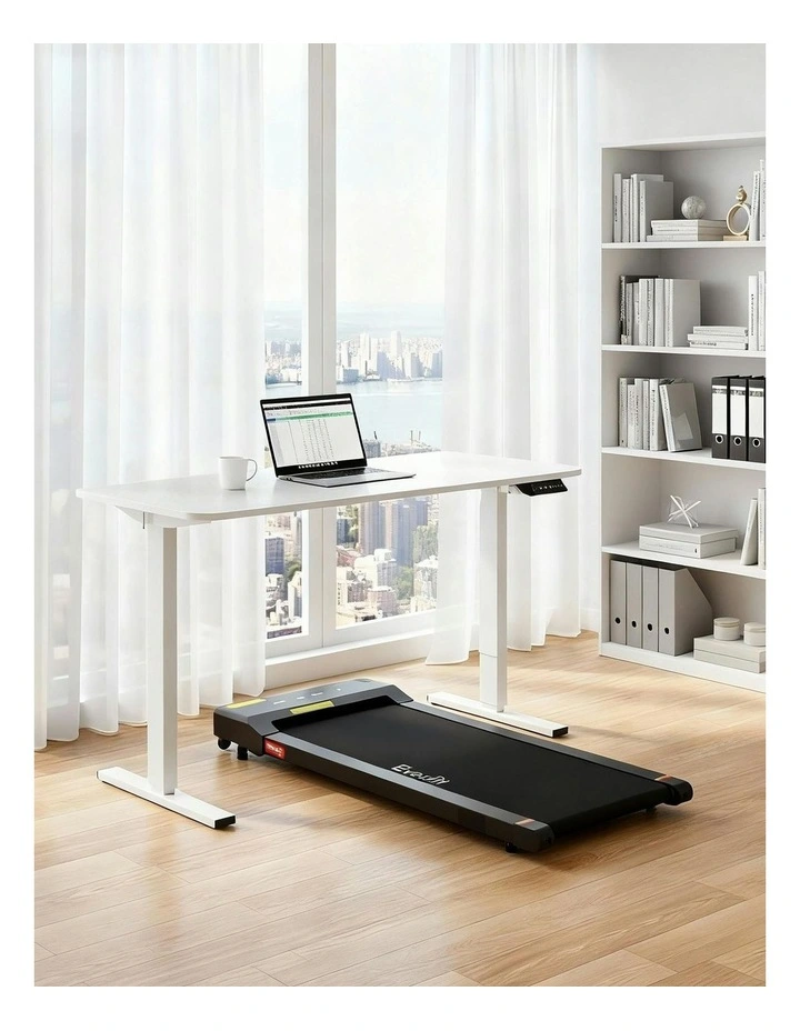 Electric Treadmill With 140cm Automatic Standing Desk Walking Pad 400mm in White image 3