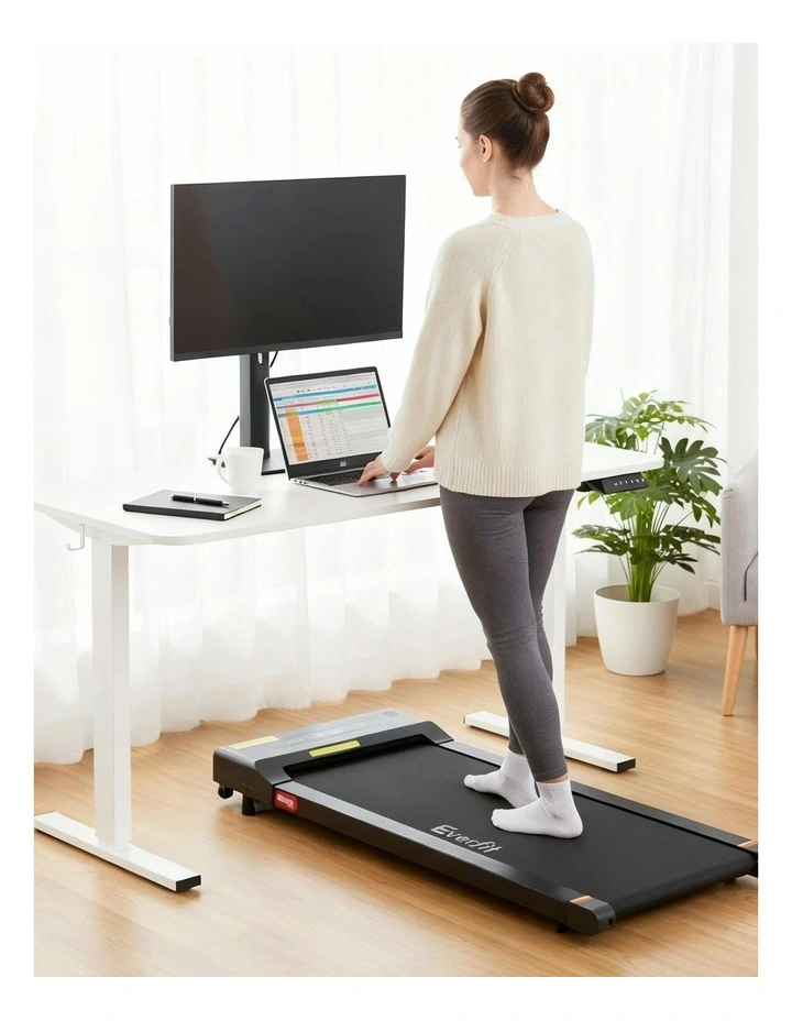Electric Treadmill With 140cm Automatic Standing Desk Walking Pad 400mm in White image 7