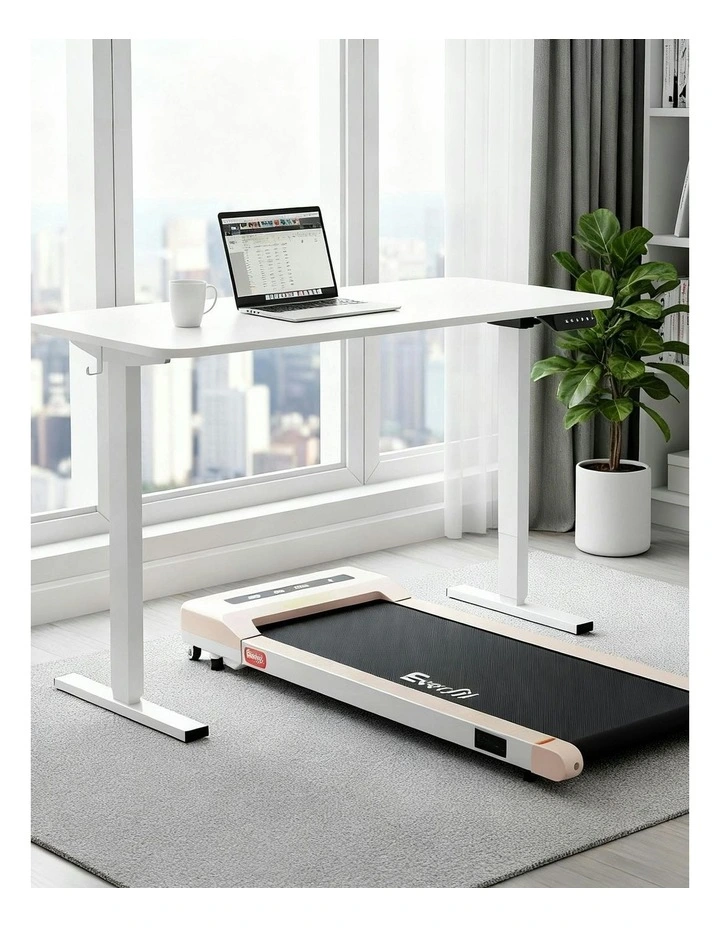 Electric Treadmill With 140cm Automatic Standing Desk Walking Pad 360mm in White image 3