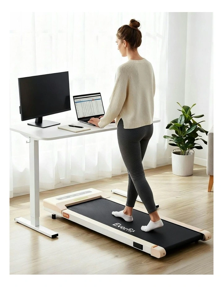 Electric Treadmill With 140cm Automatic Standing Desk Walking Pad 360mm in White image 7