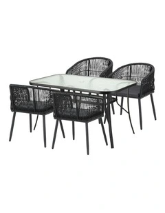 Outdoor Dining Set Table and Chairs in Black