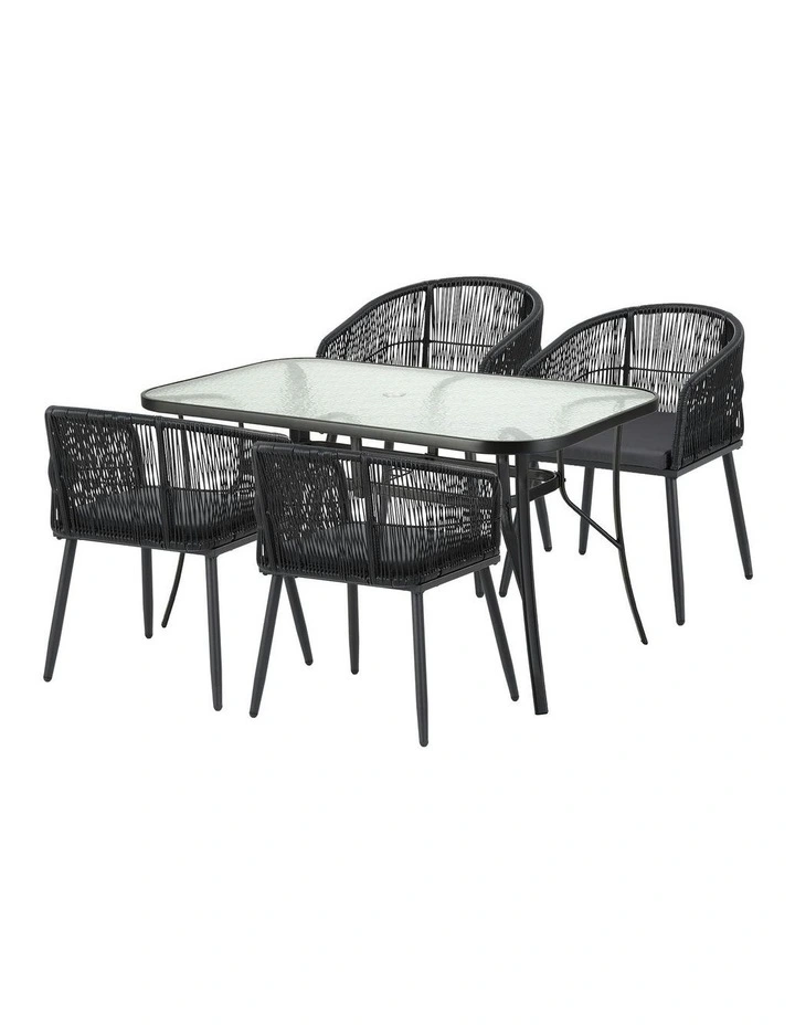 Outdoor Dining Set Table and Chairs in Black image 1