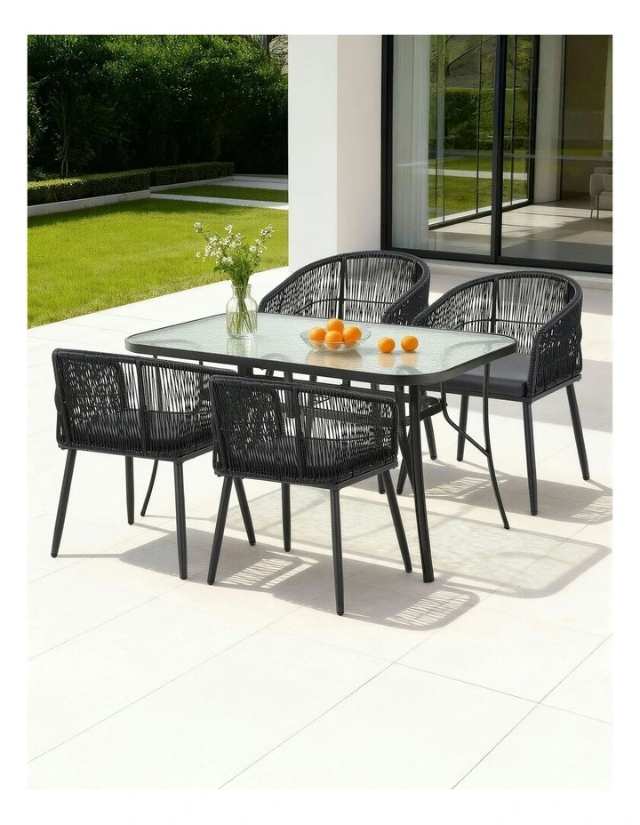 Outdoor Dining Set Table and Chairs in Black image 3