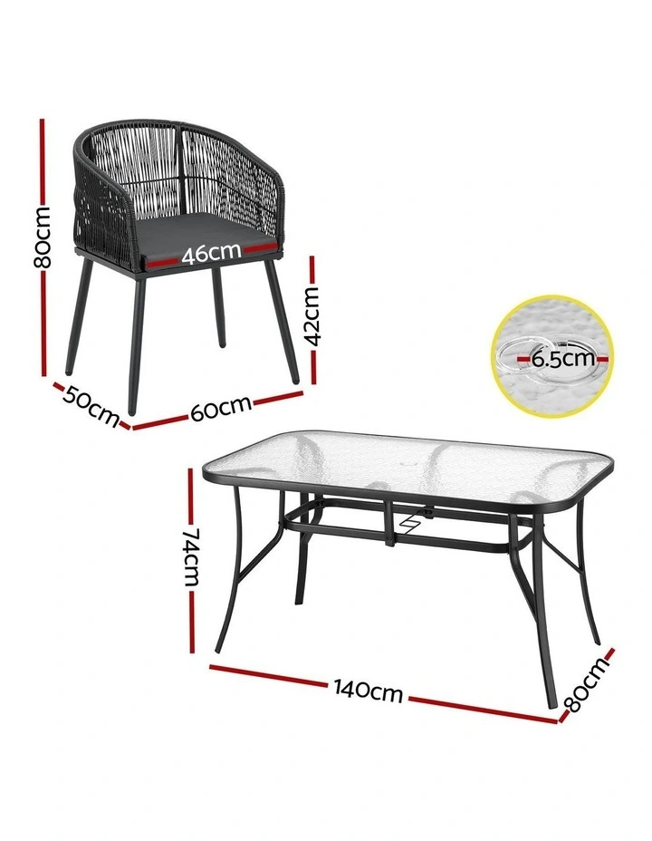 Outdoor Dining Set Table and Chairs in Black image 4