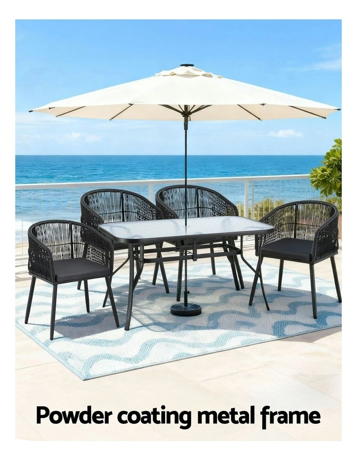 Outdoor Dining Set Table and Chairs in Black image 5