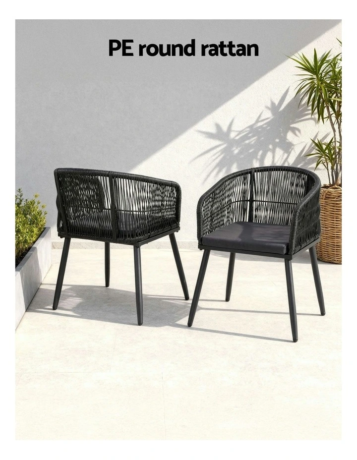 Outdoor Dining Set Table and Chairs in Black image 6