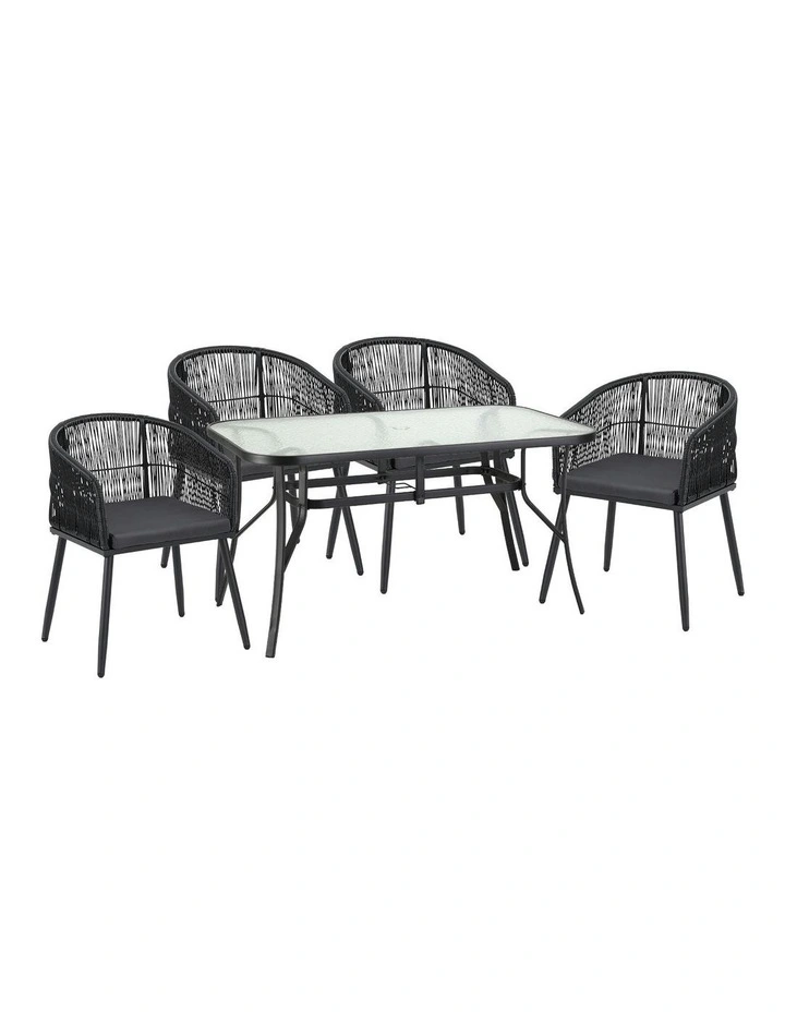 Outdoor Dining Set Table and Chairs in Black image 7
