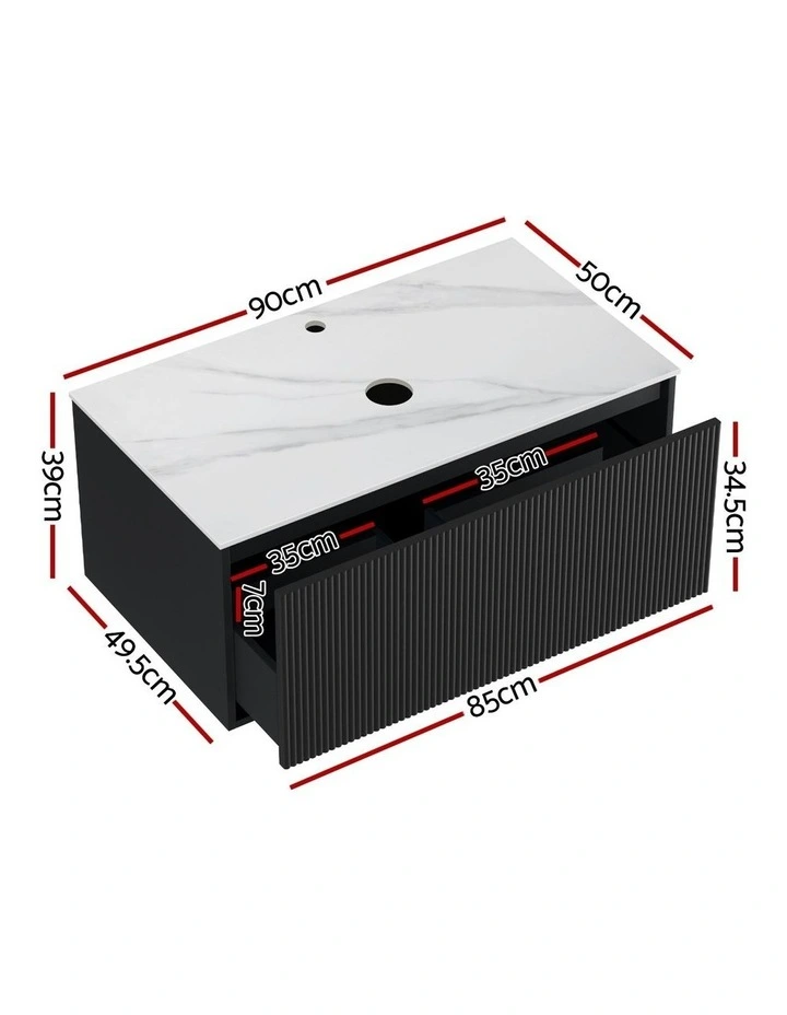 Vanity Unit Bathroom Cabinet Storage 900mm in Black image 4