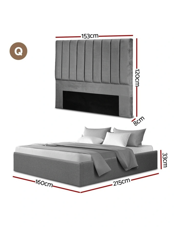 Queen Bed Frame in Grey Velvet image 4
