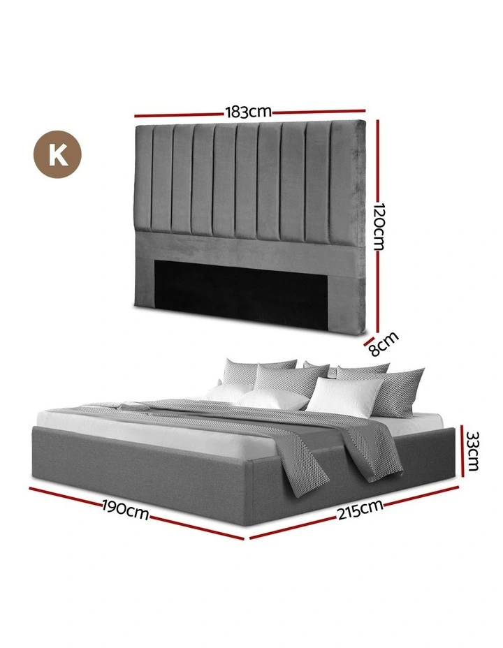 King Bed Frame with Storage in Grey image 4