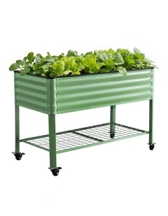 Mobile Raised Garden Bed with Wheels in Green