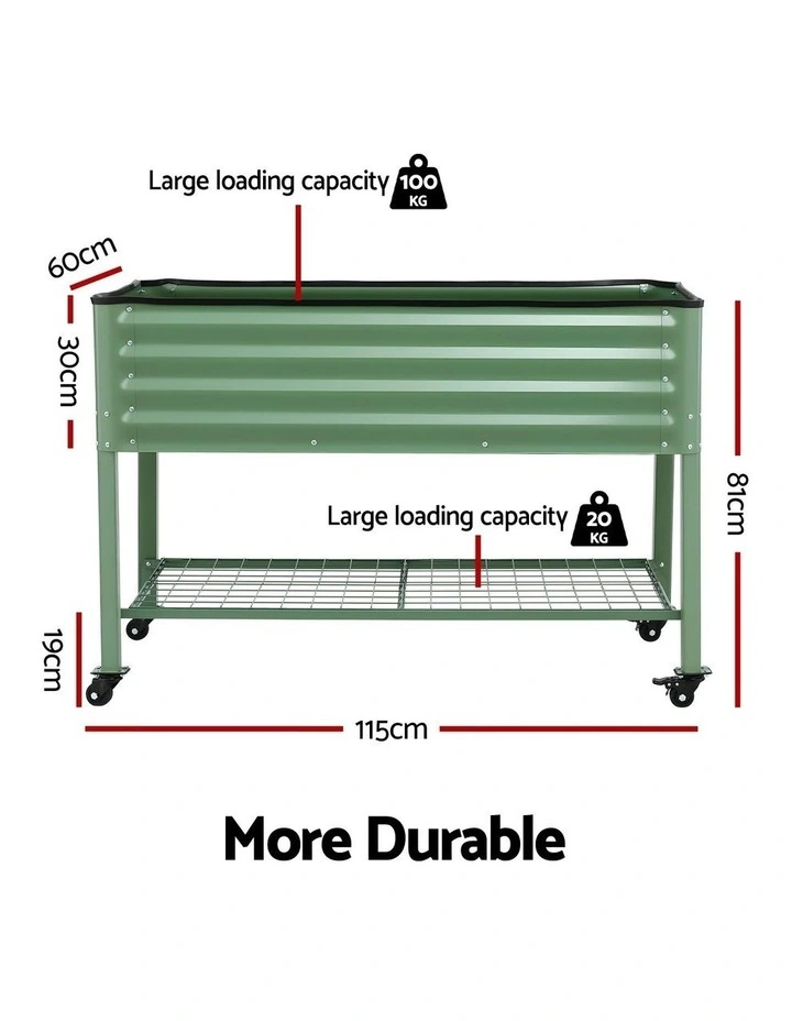 Mobile Raised Garden Bed with Wheels in Green image 4