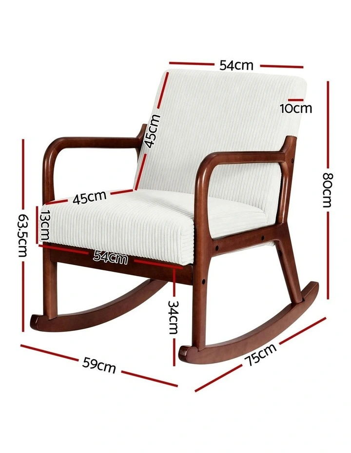 Rocking Armchair Nursing Chair in Corduroy Beige image 4