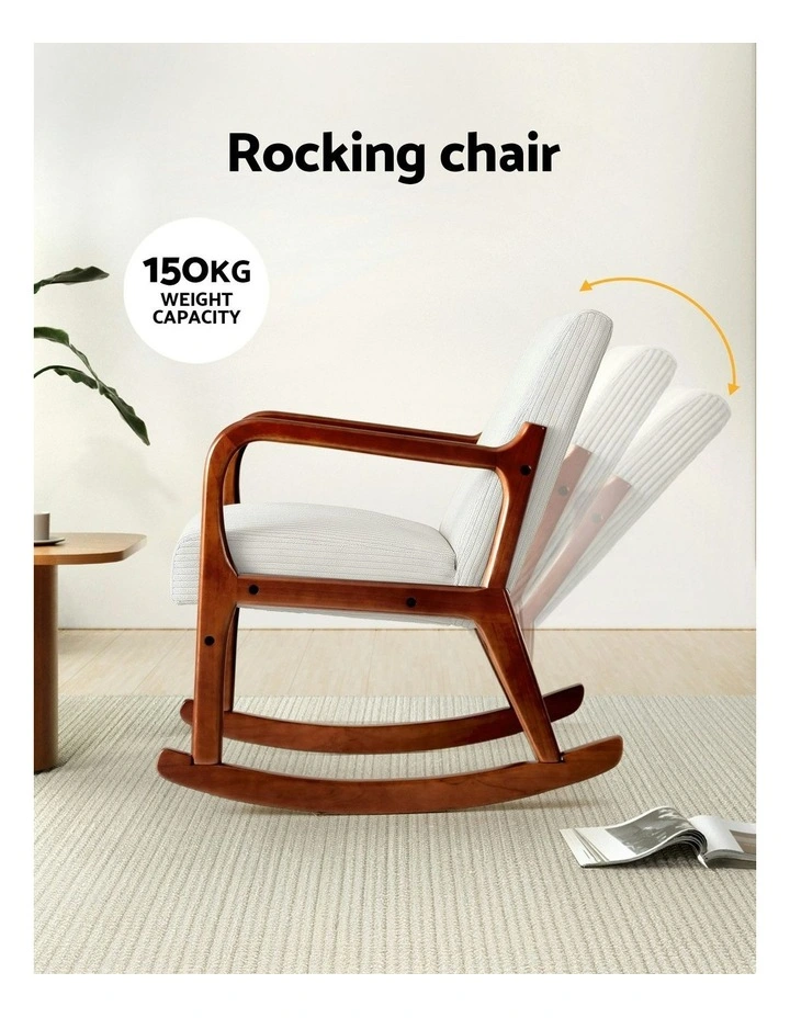 Rocking Armchair Nursing Chair in Corduroy Beige image 5