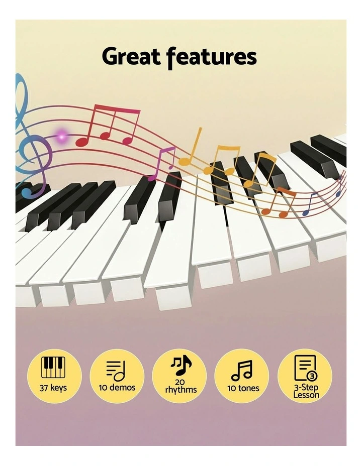 37-Key Digital Piano Keyboard for Beginners Electronic Keyboard Piano Gift in Pink image 5