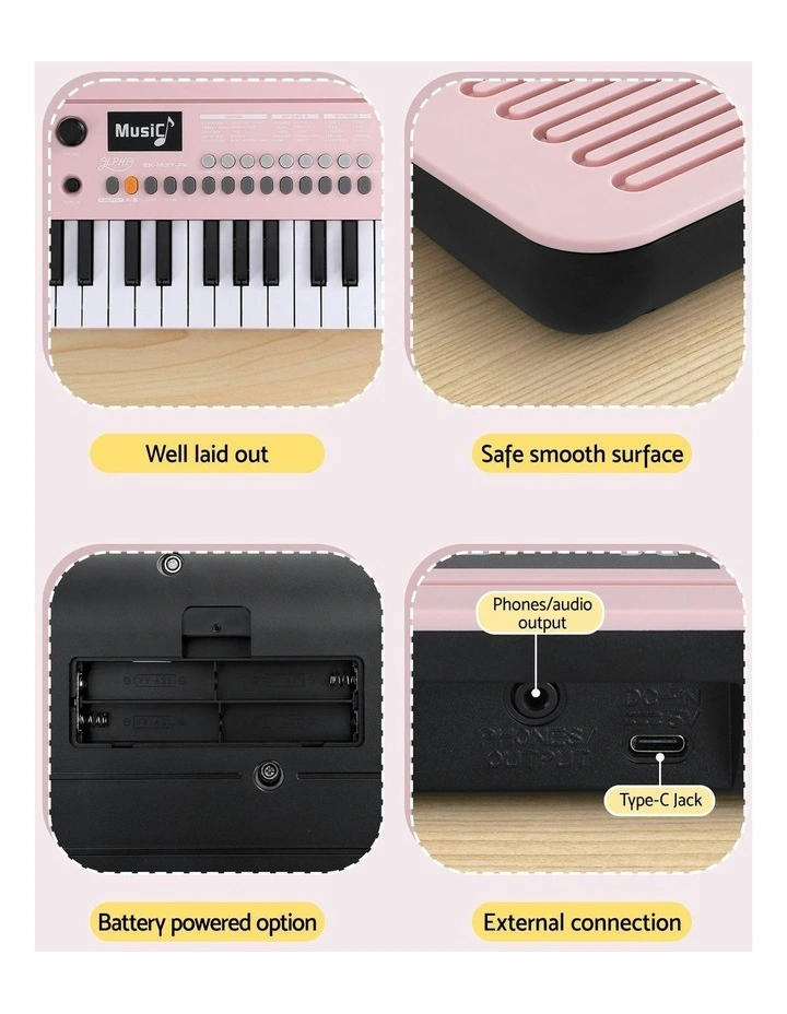 37-Key Digital Piano Keyboard for Beginners Electronic Keyboard Piano Gift in Pink image 7