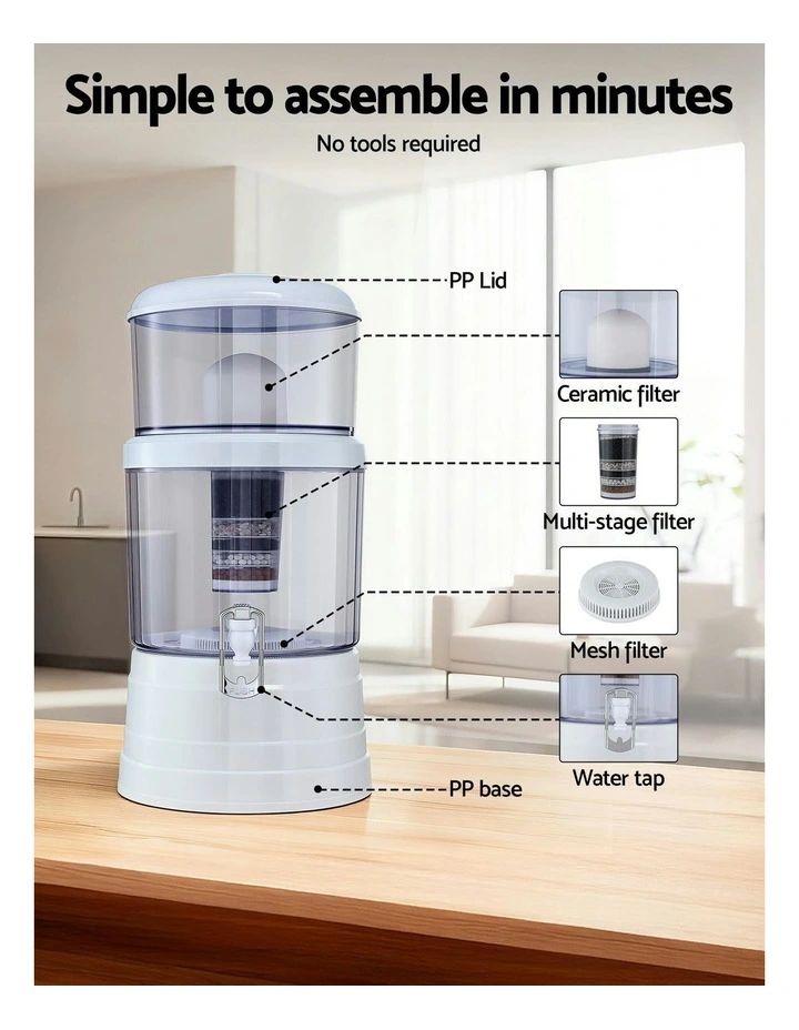 Benchtop Water Filter 16L Gravity Multi-Stage BPA-Free in White image 5