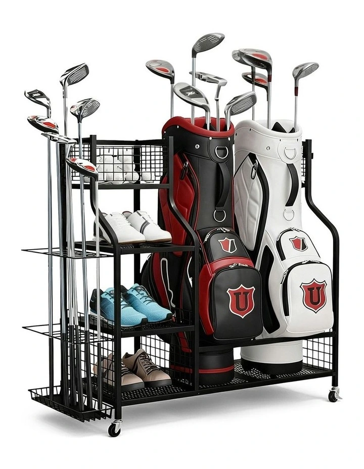 Golf Bag Storage Golf Storage Garage Organizer with Wheels in Black image 1
