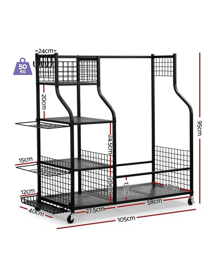 Golf Bag Storage Golf Storage Garage Organizer with Wheels in Black image 4